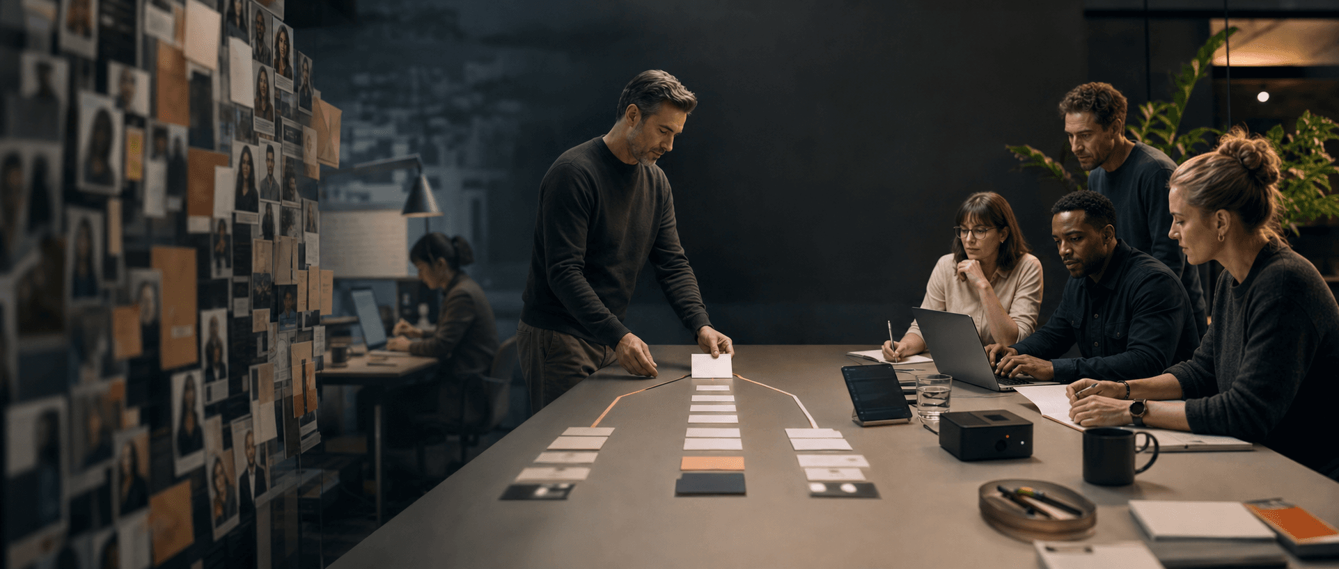A buyer moving from a wall of profiles to a coordinated delivery team